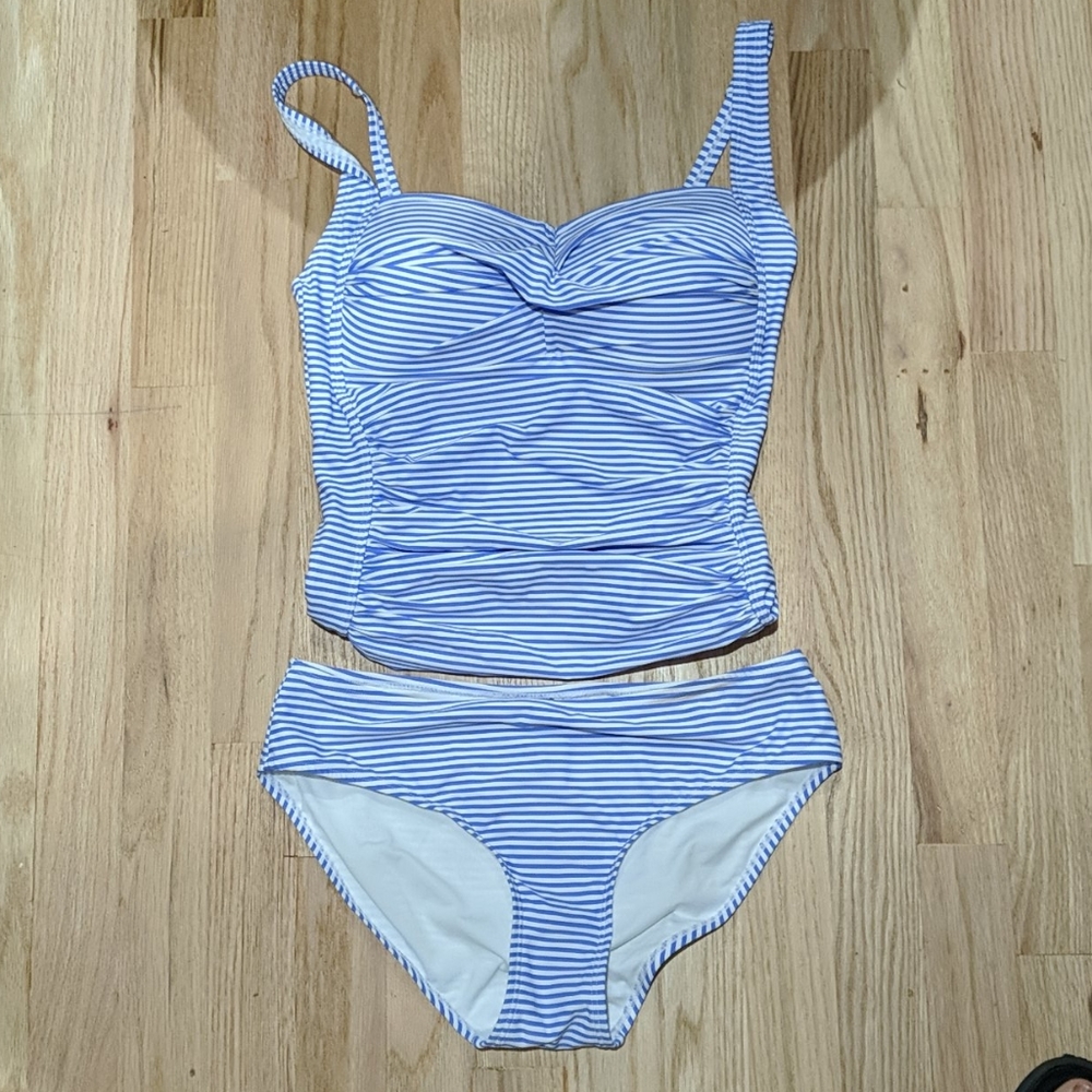 Tankini blue and white striped NIPTUCK brand size
